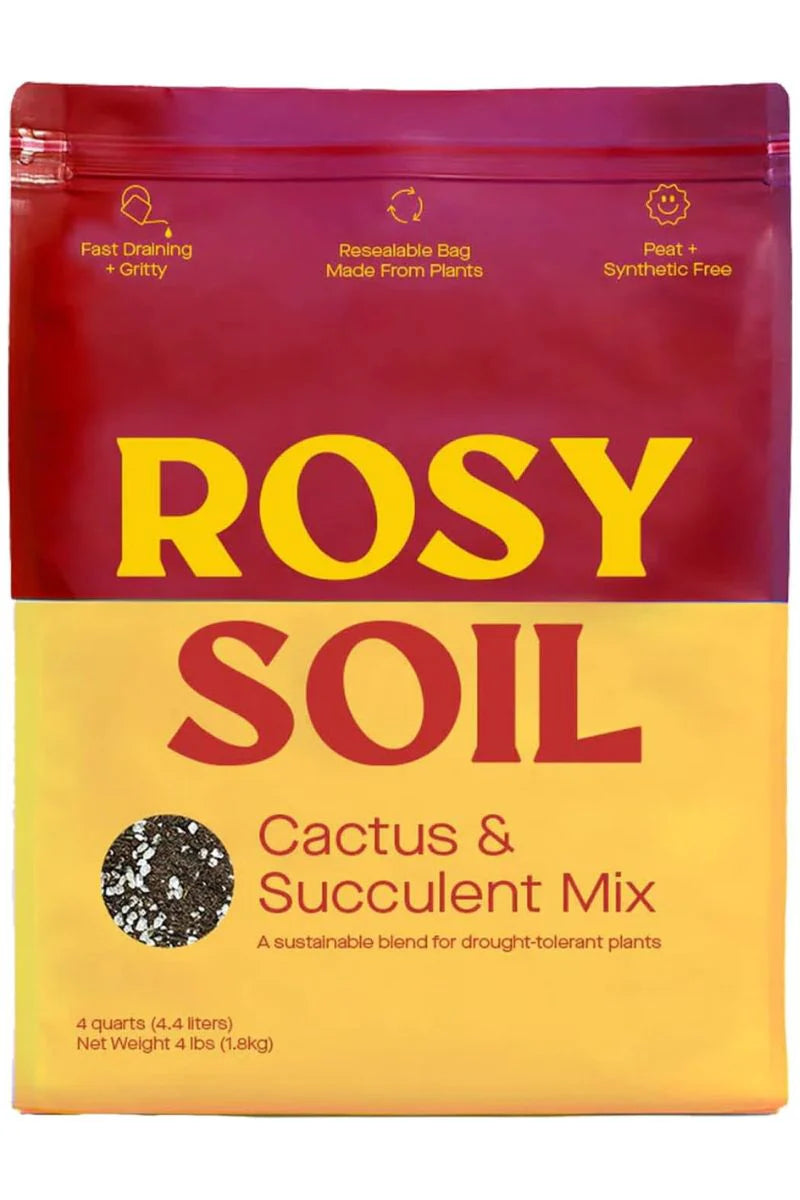 Fast-Draining Cactus & Succulent Potting Mix from Rosy Soil - Sand, Pumice, Mycorrhizae & Biochar for Vibrant Growth & Bigger Blooms