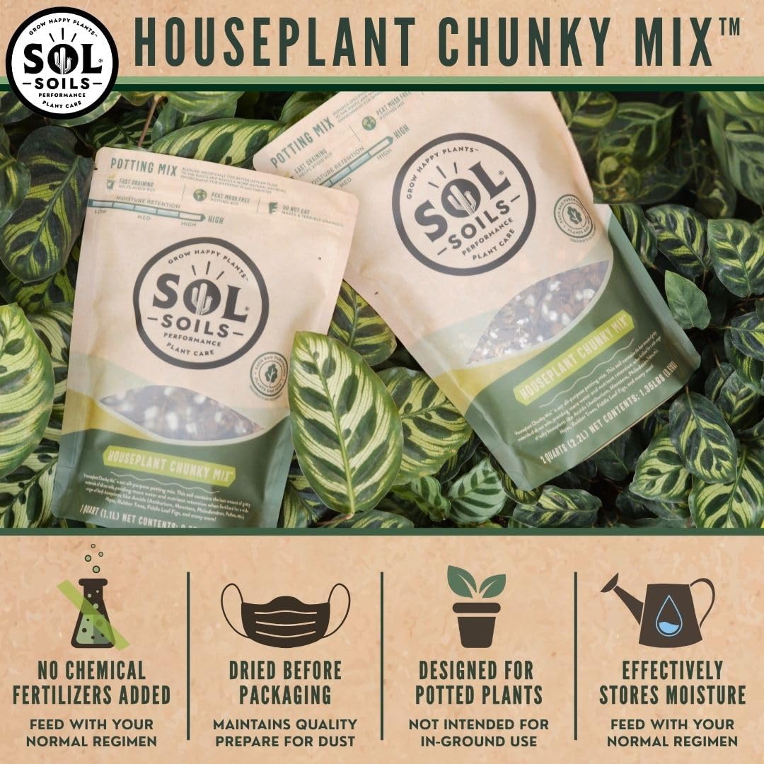 Sol Soils Houseplant Chunky Mix - Fast Draining Soilless Tropical Aroid Potting Mix