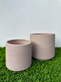 Luciana Pot - Ceramic Dusty Pink Planter with Brushed Finish