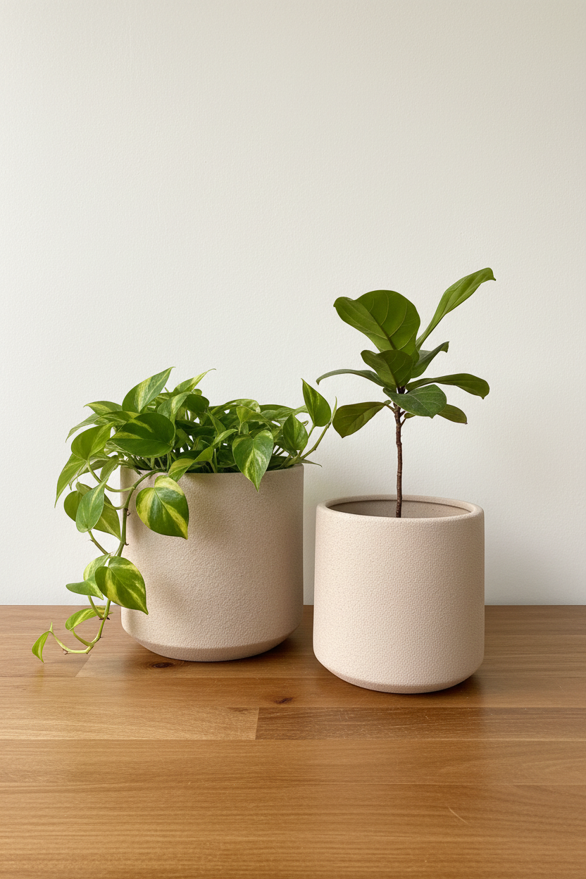 Luciana Pot - Ceramic Dusty Pink Planter with Brushed Finish